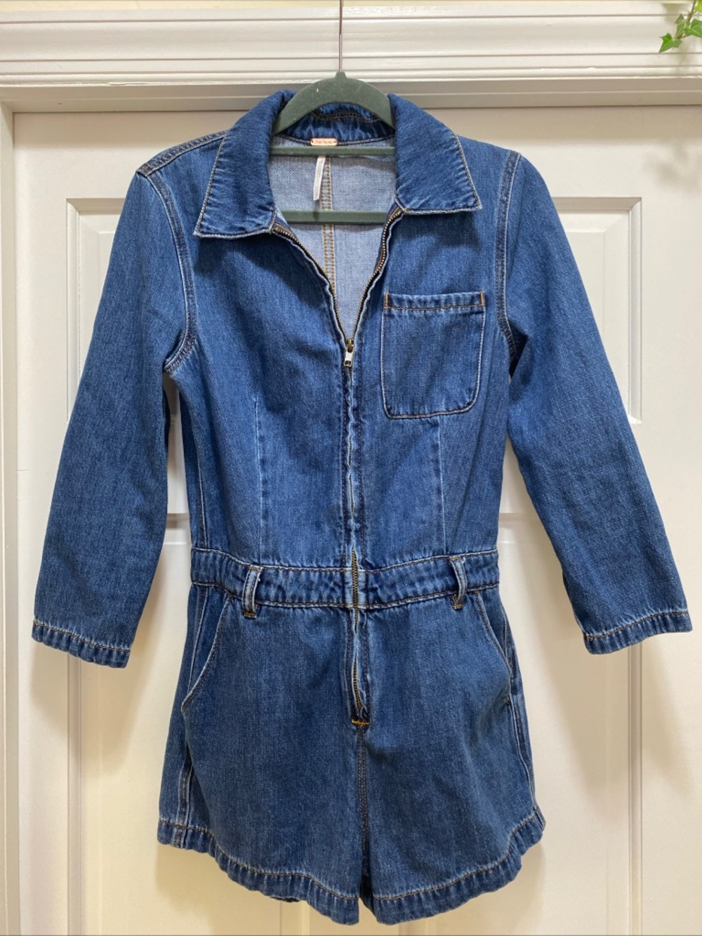 Free people blue Jean denim romper size 0